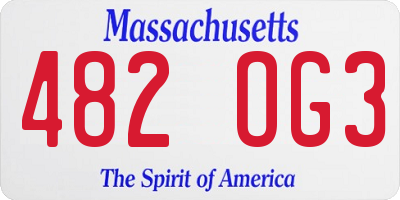 MA license plate 482OG3