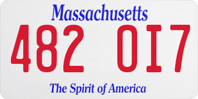 MA license plate 482OI7