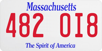 MA license plate 482OI8