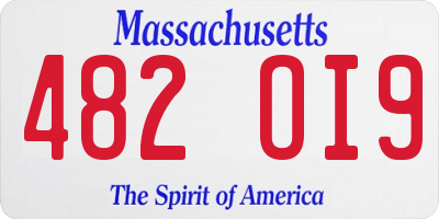 MA license plate 482OI9