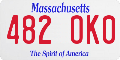MA license plate 482OK0