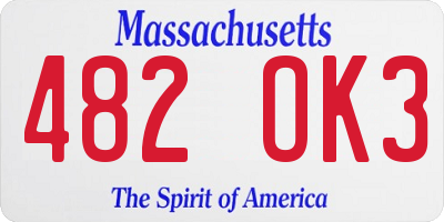 MA license plate 482OK3
