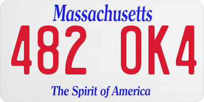 MA license plate 482OK4