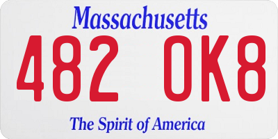 MA license plate 482OK8