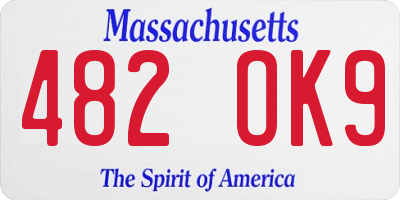 MA license plate 482OK9