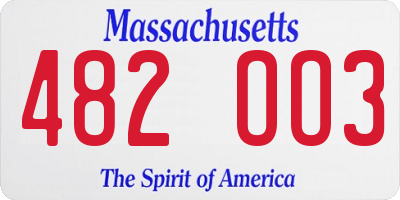 MA license plate 482OO3