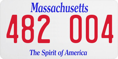 MA license plate 482OO4