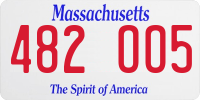 MA license plate 482OO5