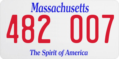 MA license plate 482OO7