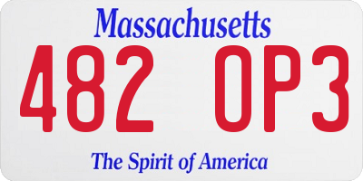 MA license plate 482OP3