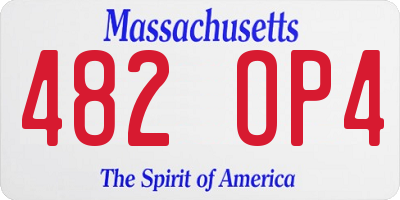 MA license plate 482OP4