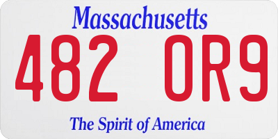 MA license plate 482OR9