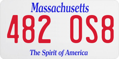MA license plate 482OS8