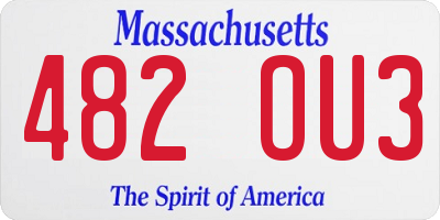 MA license plate 482OU3