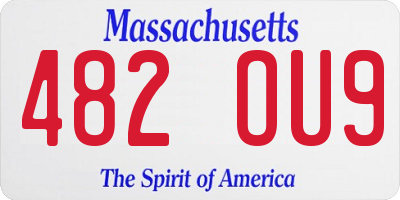 MA license plate 482OU9