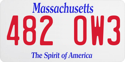 MA license plate 482OW3