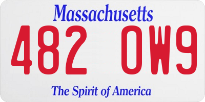 MA license plate 482OW9