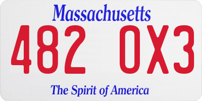 MA license plate 482OX3