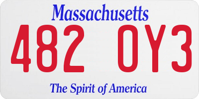 MA license plate 482OY3
