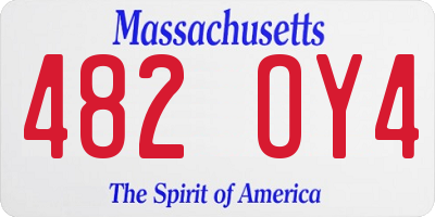 MA license plate 482OY4