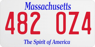 MA license plate 482OZ4