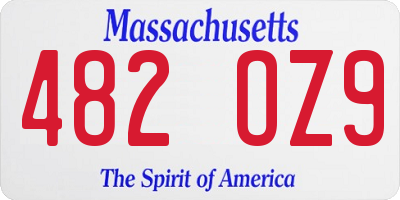 MA license plate 482OZ9