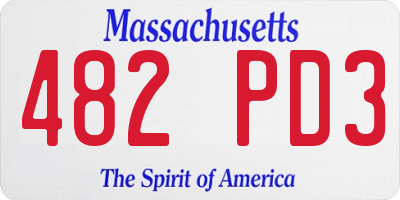 MA license plate 482PD3