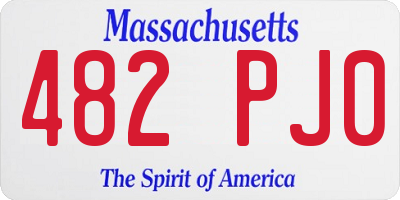 MA license plate 482PJ0