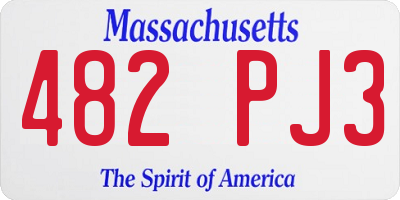 MA license plate 482PJ3