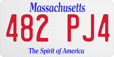 MA license plate 482PJ4