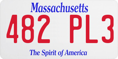 MA license plate 482PL3