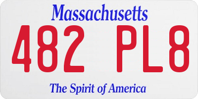 MA license plate 482PL8