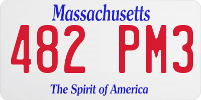 MA license plate 482PM3