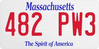 MA license plate 482PW3