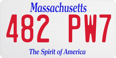 MA license plate 482PW7