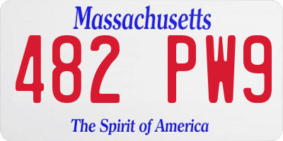 MA license plate 482PW9