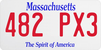MA license plate 482PX3