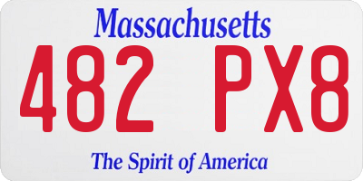 MA license plate 482PX8