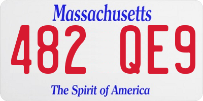 MA license plate 482QE9