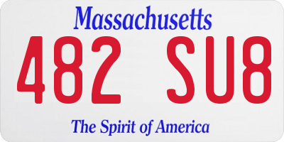MA license plate 482SU8