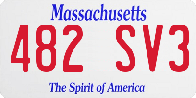 MA license plate 482SV3