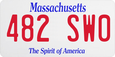 MA license plate 482SW0
