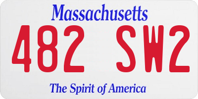 MA license plate 482SW2