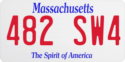 MA license plate 482SW4