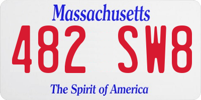 MA license plate 482SW8