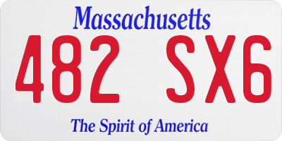 MA license plate 482SX6