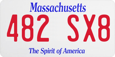 MA license plate 482SX8