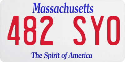 MA license plate 482SY0