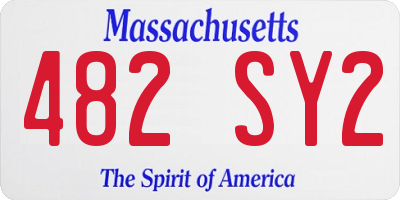 MA license plate 482SY2
