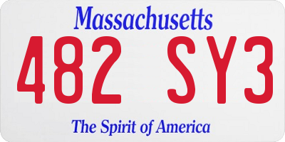 MA license plate 482SY3